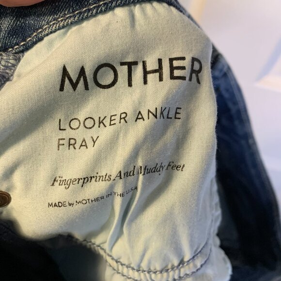Mother Women's Looker Ankle Fray Jeans Size 26 Blue Boho Mid Rise Skinny Indie - Picture 6 of 10